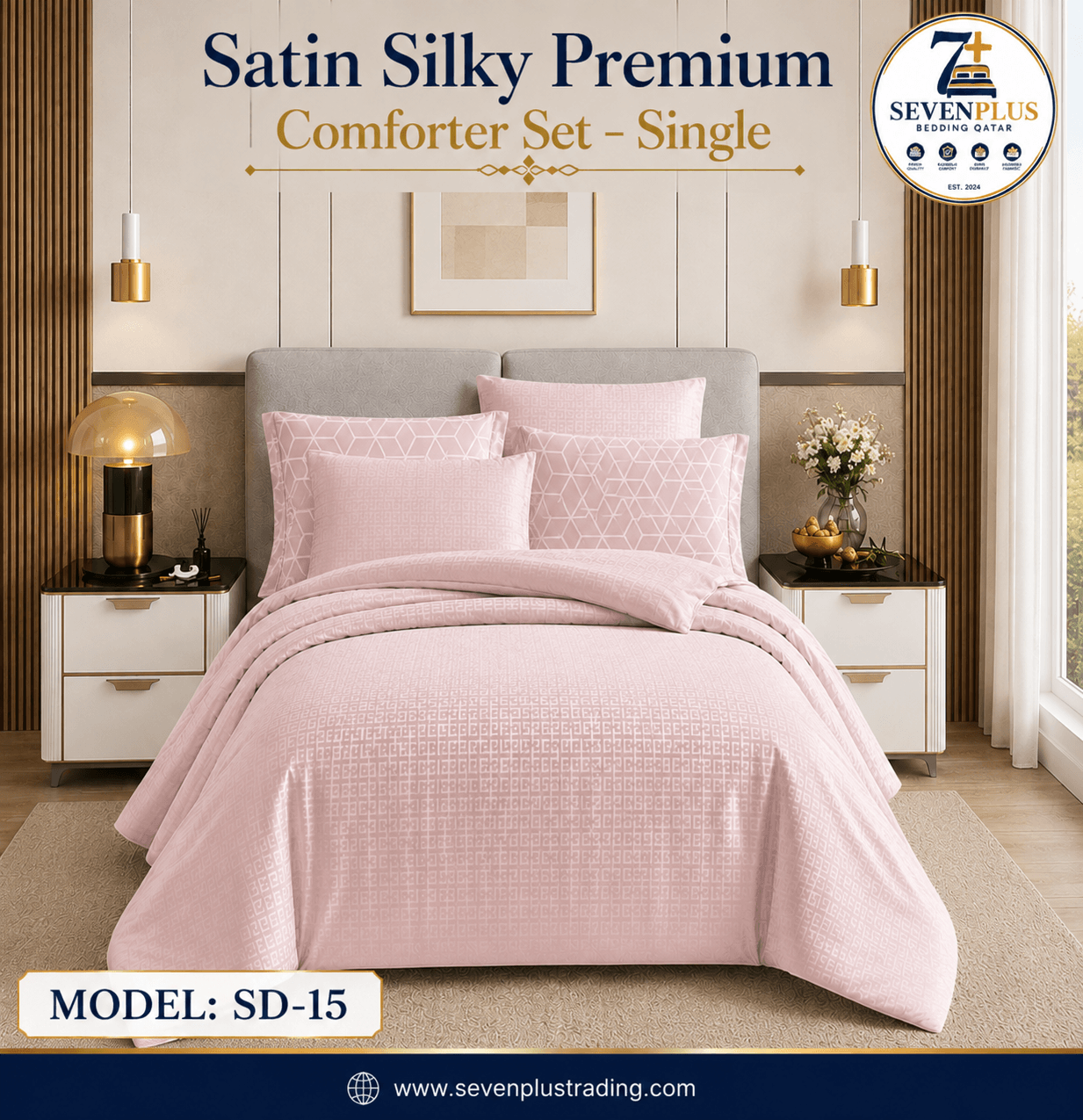 Satin Silky Premium Comforter Set – Single Bed | Luxury Bedding Qatar