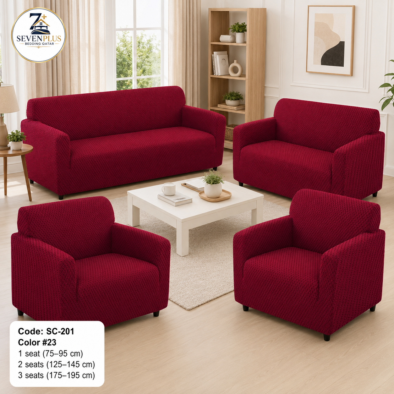 Premium Stretch Sofa Cover Set – Red | Color #23