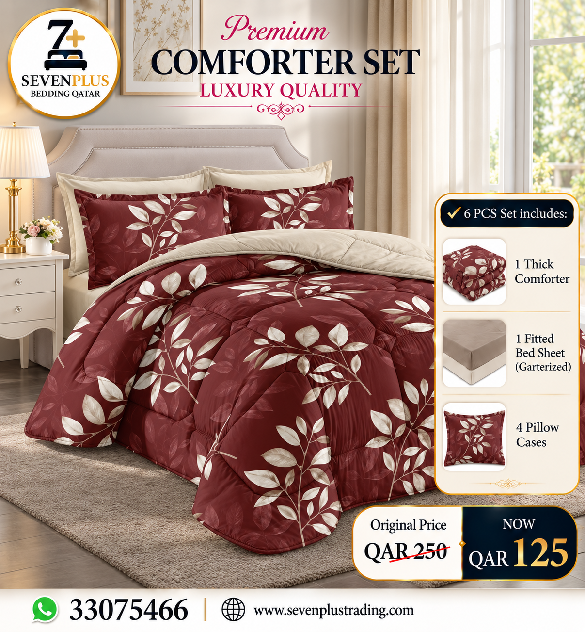 Floral 6-Piece Comforter Set – King & Super King Size
