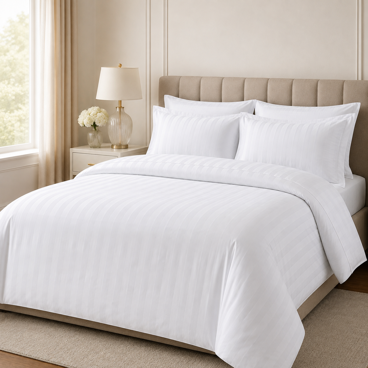 Premium White Queen Comforter Set 4 PCS – Soft Hotel Style Bedding