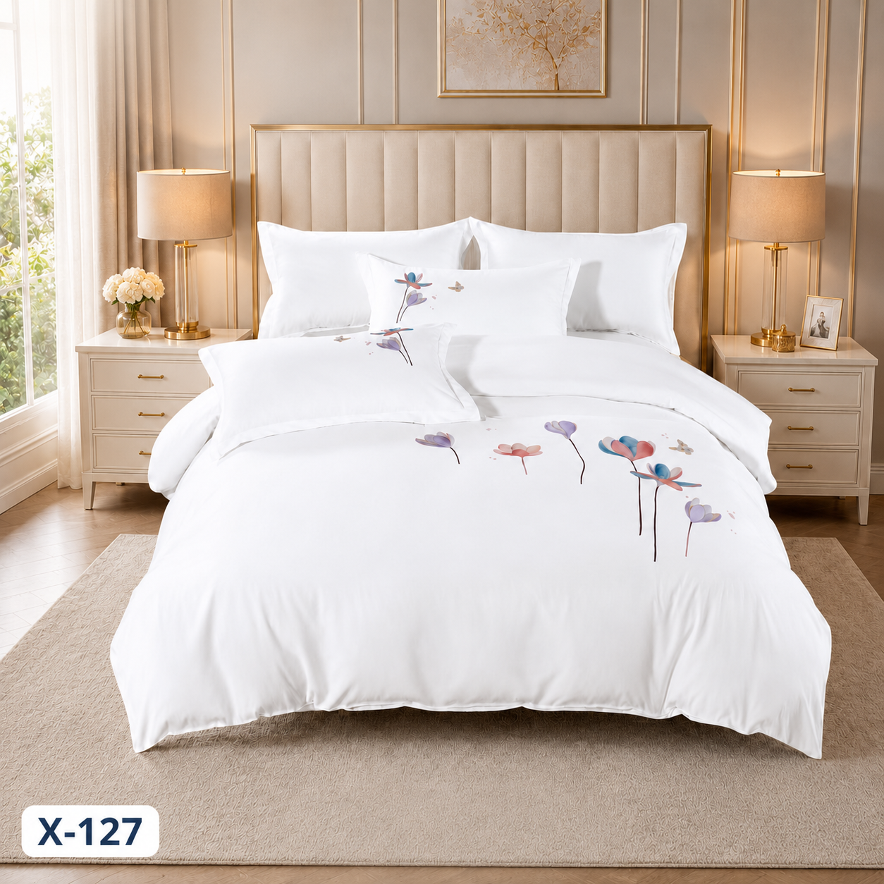 Premium Embroidery Duvet Cover Set – 6 PCS | King & Super King Size
